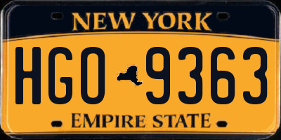 NY license plate HGO9363