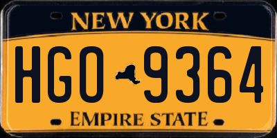 NY license plate HGO9364