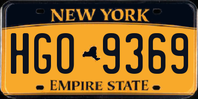 NY license plate HGO9369
