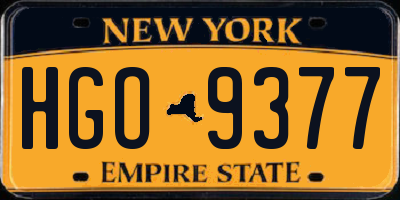 NY license plate HGO9377