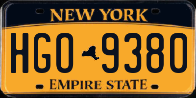 NY license plate HGO9380
