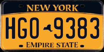 NY license plate HGO9383