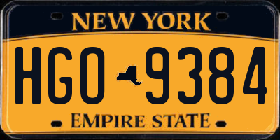NY license plate HGO9384