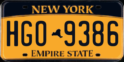 NY license plate HGO9386