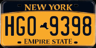 NY license plate HGO9398
