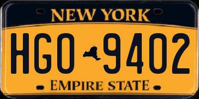 NY license plate HGO9402