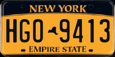 NY license plate HGO9413