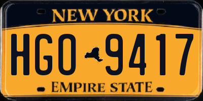 NY license plate HGO9417