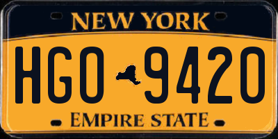 NY license plate HGO9420