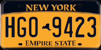 NY license plate HGO9423