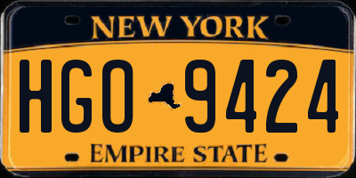 NY license plate HGO9424