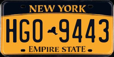 NY license plate HGO9443