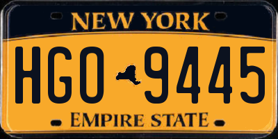 NY license plate HGO9445