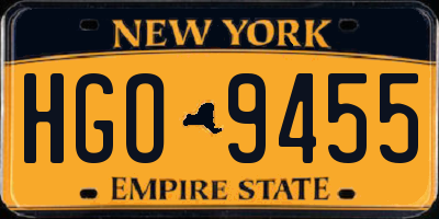 NY license plate HGO9455