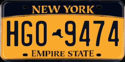 NY license plate HGO9474