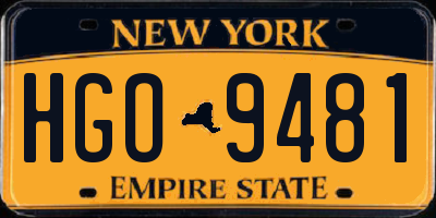 NY license plate HGO9481