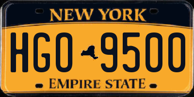 NY license plate HGO9500