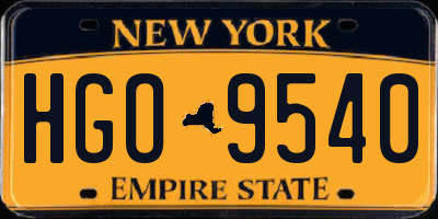 NY license plate HGO9540