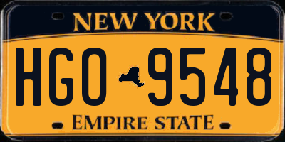 NY license plate HGO9548