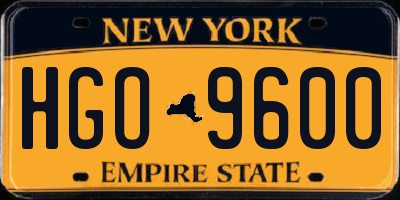 NY license plate HGO9600