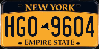 NY license plate HGO9604