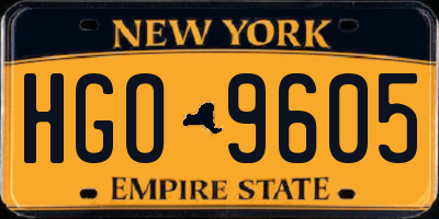 NY license plate HGO9605