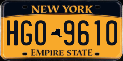 NY license plate HGO9610