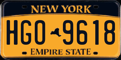 NY license plate HGO9618