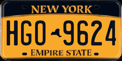 NY license plate HGO9624