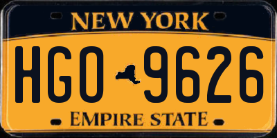 NY license plate HGO9626