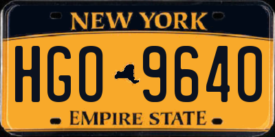 NY license plate HGO9640