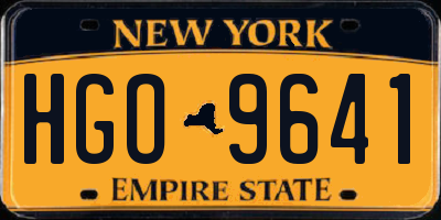 NY license plate HGO9641