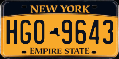 NY license plate HGO9643