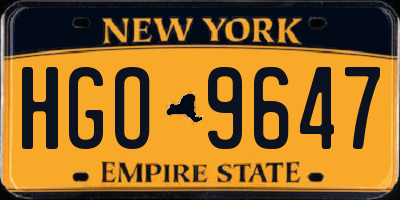 NY license plate HGO9647