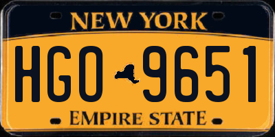 NY license plate HGO9651