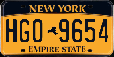 NY license plate HGO9654