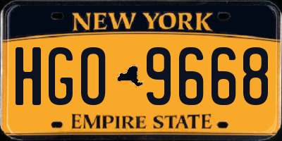 NY license plate HGO9668