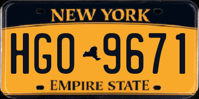 NY license plate HGO9671