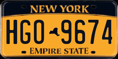 NY license plate HGO9674