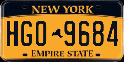 NY license plate HGO9684