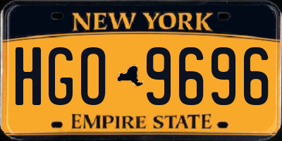 NY license plate HGO9696