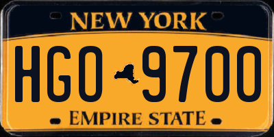 NY license plate HGO9700