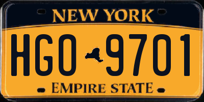 NY license plate HGO9701