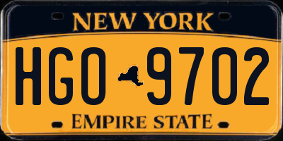 NY license plate HGO9702