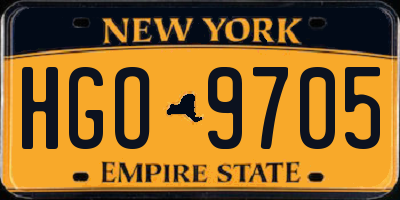 NY license plate HGO9705