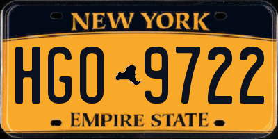 NY license plate HGO9722