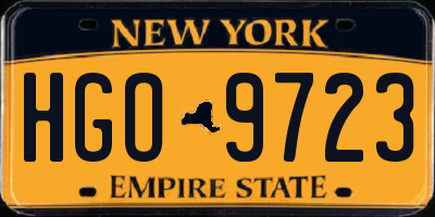 NY license plate HGO9723