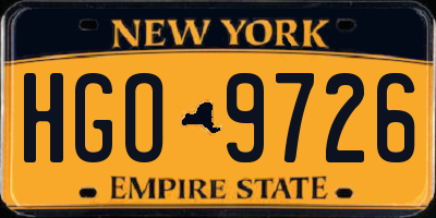 NY license plate HGO9726