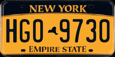 NY license plate HGO9730