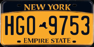 NY license plate HGO9753